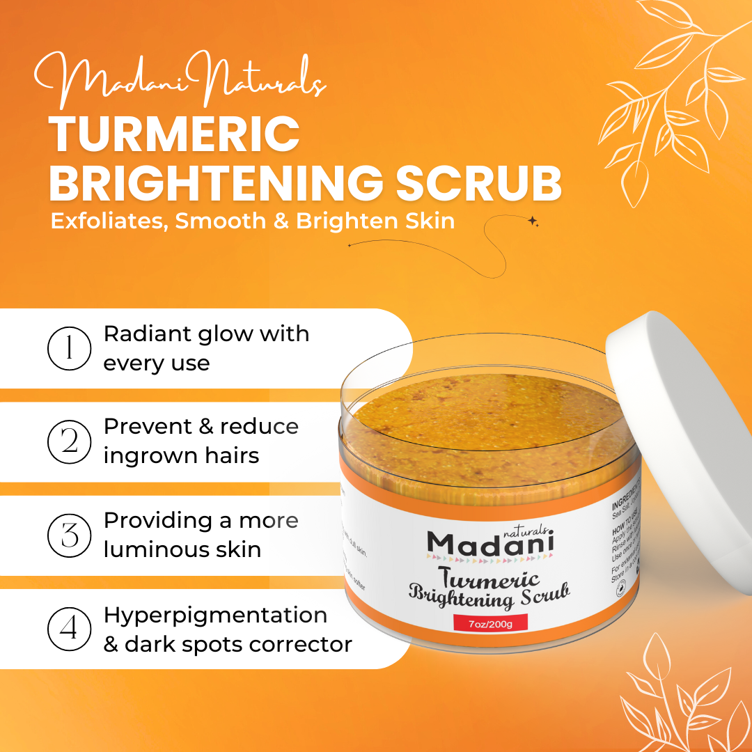 Turmeric Scrub for Hyperpigmentation, Dark Spots, Brightening Under Arms,Bikini Area, Inner Thighs, Ingrown Hairs, Natural Exfoliating Face, Body & Yoni Scrub