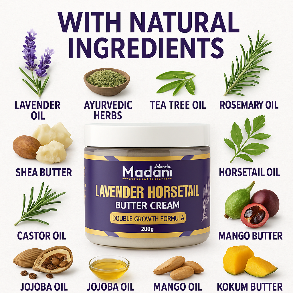Madani Naturals Lavender Horsetail Butter Cream – Double Growth Formula (200g)
